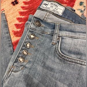 Free People High Rise  Jeans with Button Detail